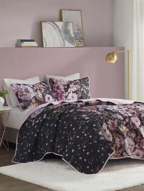 Intelligent Design Gabriella 3-Piece Full/Queen Coverlet Set in Black